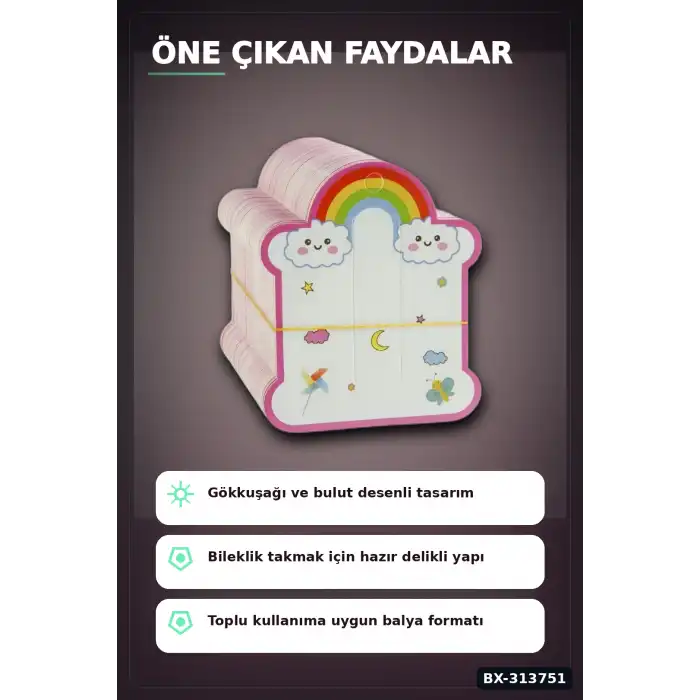 8x10 cm Bileklik Kartı 200 Adet Balya - Çocuk Bilek Kartı, Organizer Aksesuarı BX-313751