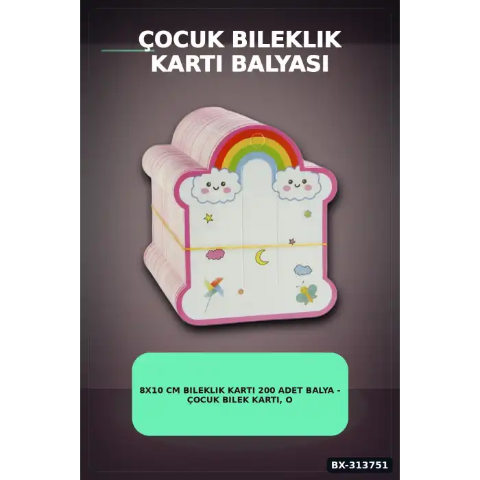 8x10 cm Bileklik Kartı 200 Adet Balya - Çocuk Bilek Kartı, Organizer Aksesuarı BX-313751
