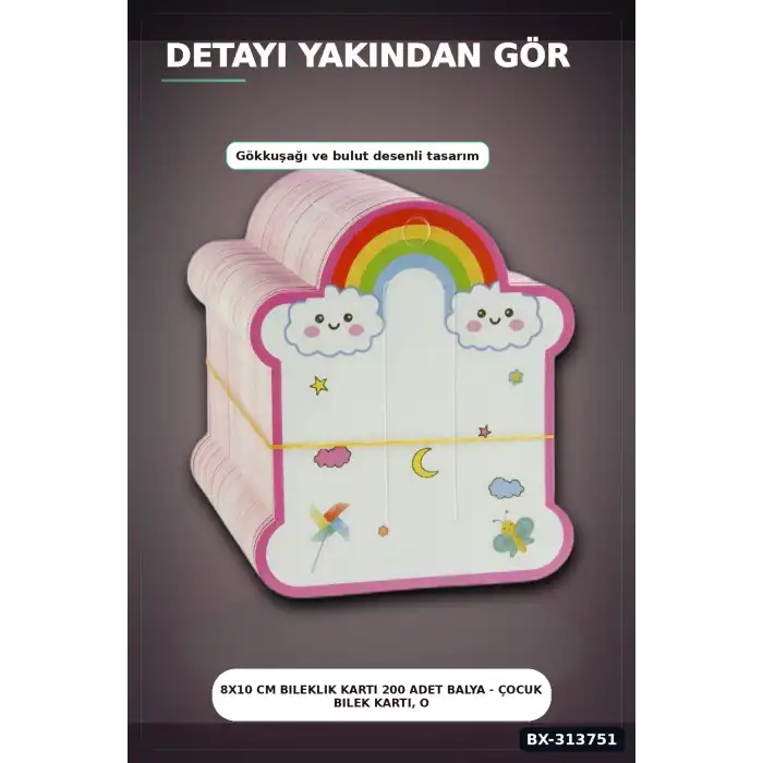 8x10 cm Bileklik Kartı 200 Adet Balya - Çocuk Bilek Kartı, Organizer Aksesuarı BX-313751