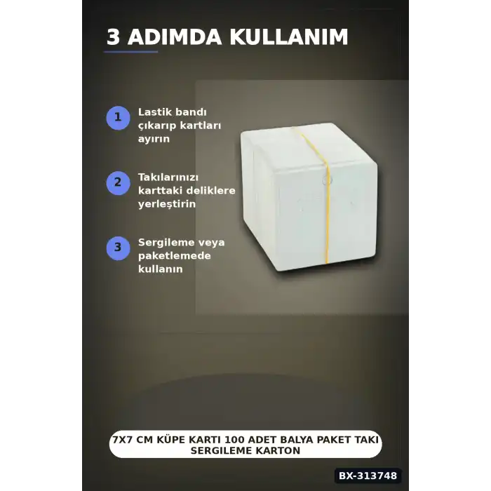 7x7 cm Küpe Kartı 100 Adet Balya Paket Takı Sergileme Kartonu Perakende Toptan BX-313748