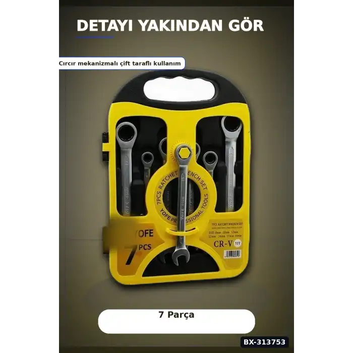 Crcr Kombine Anahtar Seti 7 Parça 8-10-12-13-14-17-19mm Plastik Çantalı BX-313753
