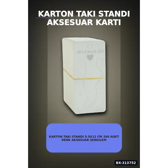Karton Takı Standı 5.5x12 cm 200 Adet Renk Aksesuar Sergileme Kartı BX-313752