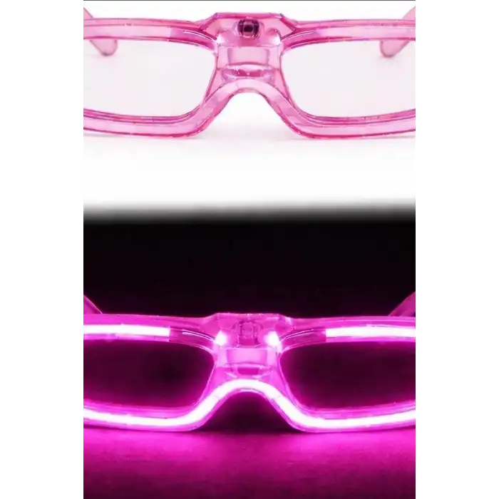 3 Modlu Led Işıklı Pembe Parti Gözlüğü Glow Efektli 1 Adet Unisex Eğlence Aksesuarı BX-313763