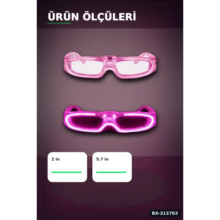 3 Modlu Led Işıklı Pembe Parti Gözlüğü Glow Efektli 1 Adet Unisex Eğlence Aksesuarı BX-313763