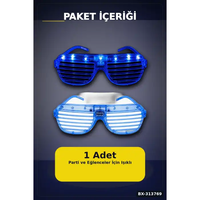 Pilli Led Işıklı Shutter Panjur Parti Gözlüğü 1 Adet Yetişkin Çocuk Aksesuarı BX-313769