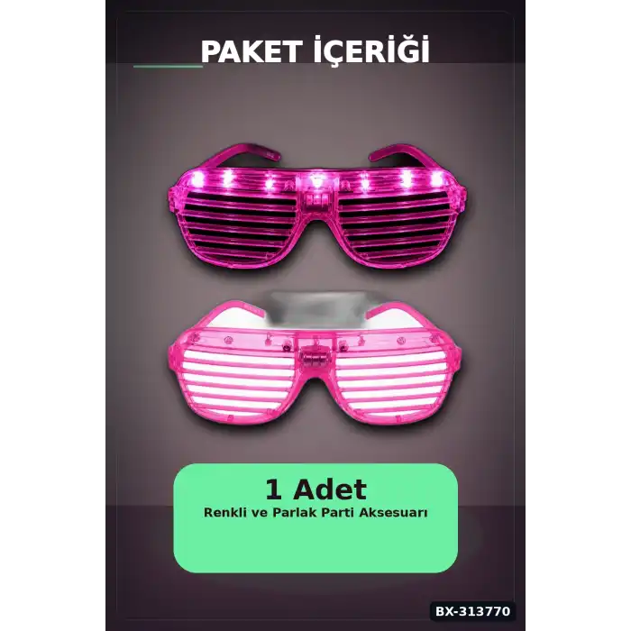 Led Işıklı Shutter Parti Gözlüğü Pembe Renk 1 Adet Pilli Eğlence Aksesuarı BX-313770