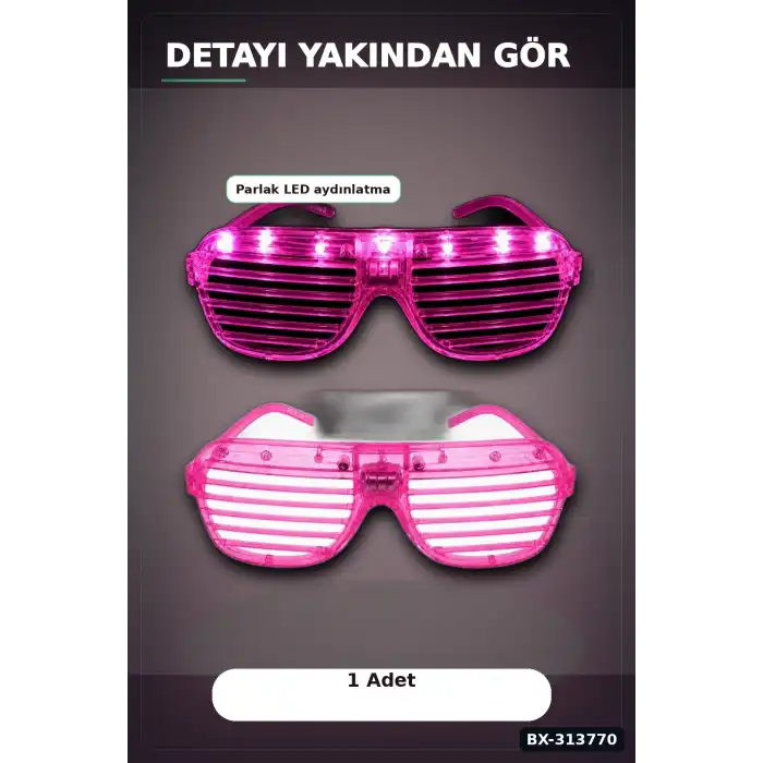 Led Işıklı Shutter Parti Gözlüğü Pembe Renk 1 Adet Pilli Eğlence Aksesuarı BX-313770