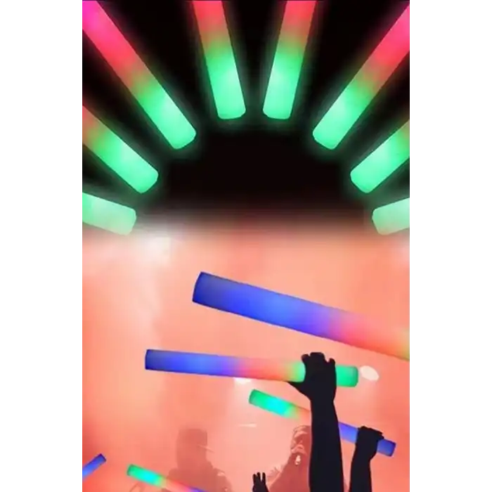 3 Modlu Led Işıklı Sünger Parti Çubuğu 46 Cm 6 Adet Paket Festival Aksesuarı BX-313773