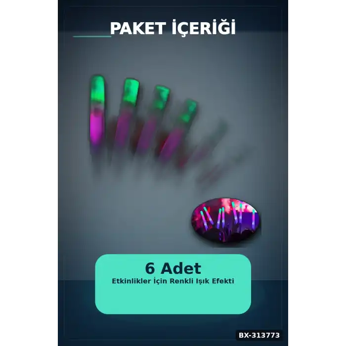 3 Modlu Led Işıklı Sünger Parti Çubuğu 46 Cm 6 Adet Paket Festival Aksesuarı BX-313773