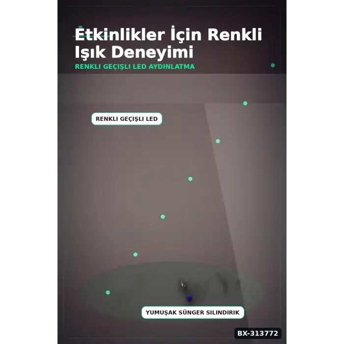 3 Kademeli Yanan 46 cm Ledli Sünger Parti Çubuğu - 40 Adet Toplu Paket BX-313772