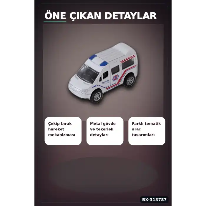 8 cm 50li Çek Bırak Metal Minyatür Araba Seti - R1018 Oyuncak Koleksiyon BX-313787