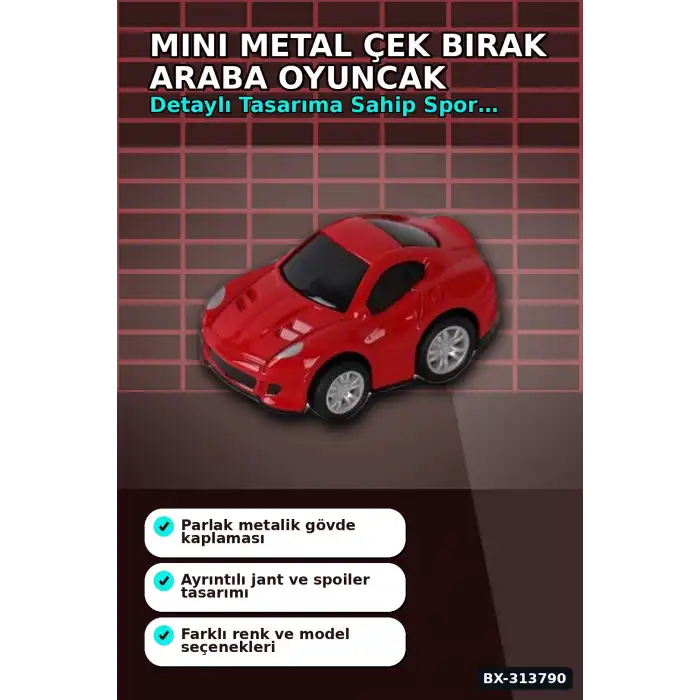 6 Cm Mini Metal Çek Bırak Araba Oyuncak - Küçük Boy Araç Koleksiyon Hediyesi BX-313790