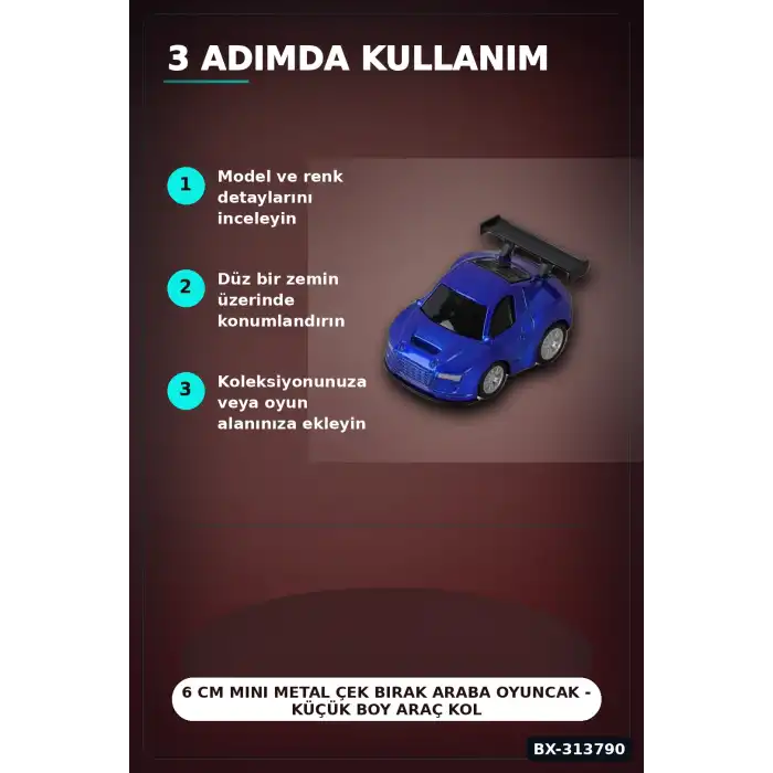 6 Cm Mini Metal Çek Bırak Araba Oyuncak - Küçük Boy Araç Koleksiyon Hediyesi BX-313790
