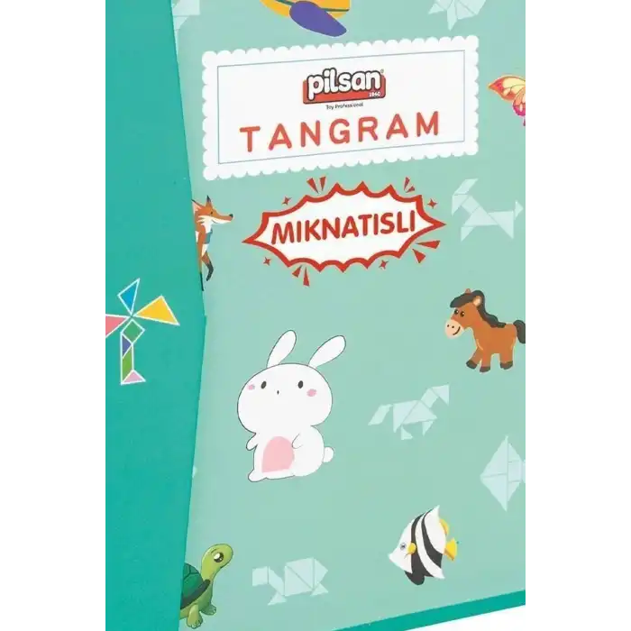 Manyetik Tangram Defteri 7 Ahşap Parça Mıknatıslı - 3+ Yaş Eğitici Zeka Oyunu BX-313796