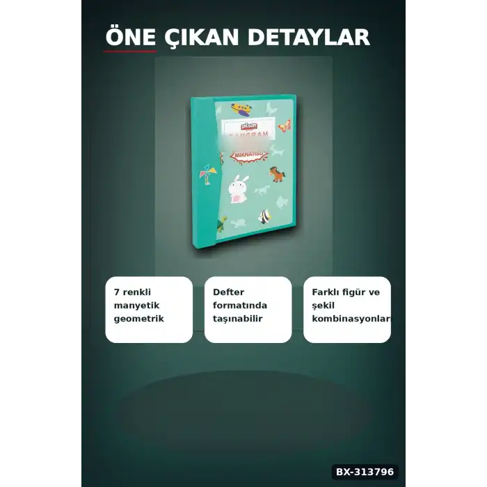 Manyetik Tangram Defteri 7 Ahşap Parça Mıknatıslı - 3+ Yaş Eğitici Zeka Oyunu BX-313796