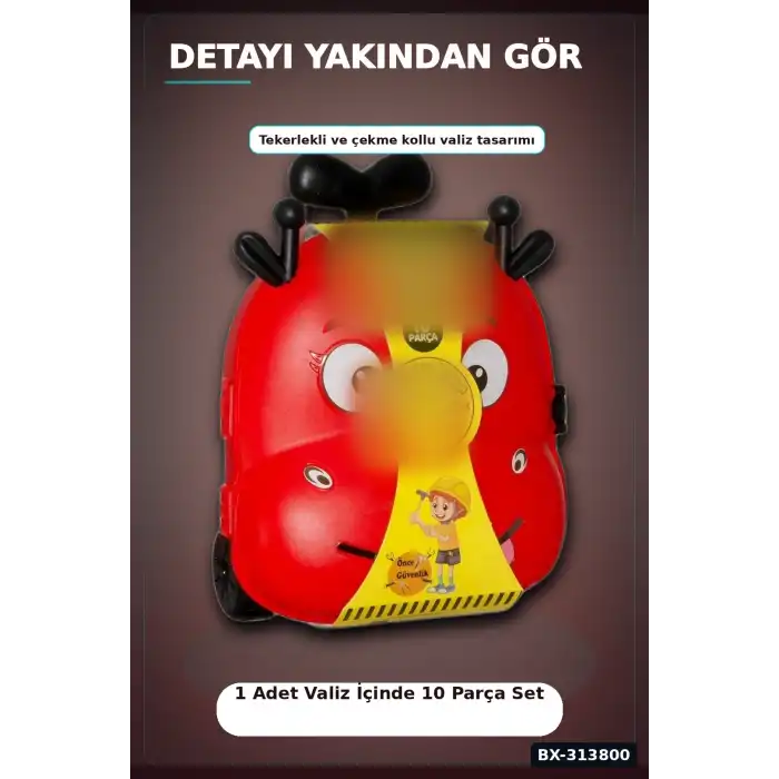 Sürüklemeli 10 Parça Tamir Seti Valizi - 1 Adet Çekme Kollu Oyuncak Alet Çantası, 3+ Yaş BX-313800