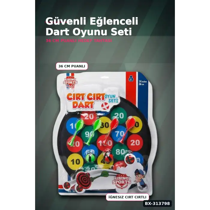 Cırt Cırtlı İğnesiz Dart Tahtası 36 cm - 6 Parçalı Yapışkan Top ve Ok Seti, Çocuk Hediyesi BX-313798