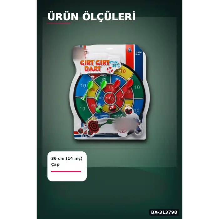 Cırt Cırtlı İğnesiz Dart Tahtası 36 cm - 6 Parçalı Yapışkan Top ve Ok Seti, Çocuk Hediyesi BX-313798