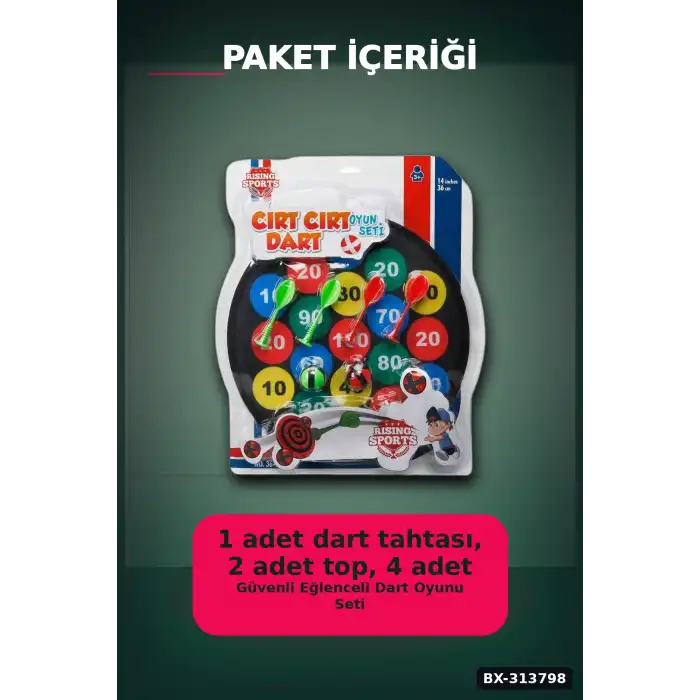 Cırt Cırtlı İğnesiz Dart Tahtası 36 cm - 6 Parçalı Yapışkan Top ve Ok Seti, Çocuk Hediyesi BX-313798