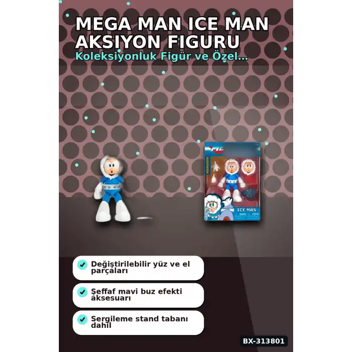 1:12 Olcekli Capcom Lisansli Ice Man Aksiyon Figuru - 16 Hareketli Eklemli Robot Master BX-313801