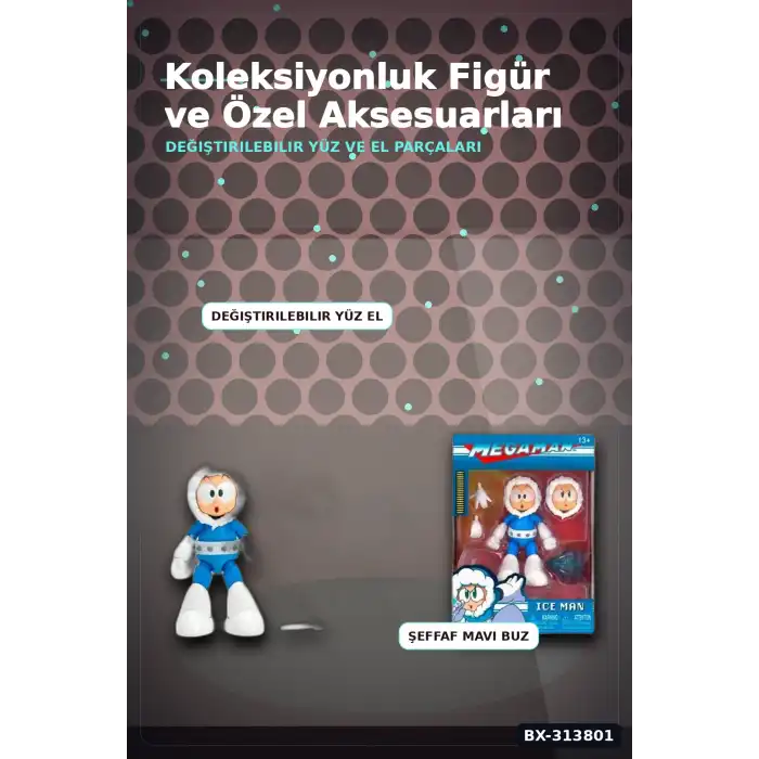 1:12 Olcekli Capcom Lisansli Ice Man Aksiyon Figuru - 16 Hareketli Eklemli Robot Master BX-313801