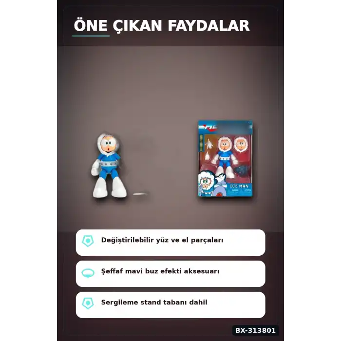1:12 Olcekli Capcom Lisansli Ice Man Aksiyon Figuru - 16 Hareketli Eklemli Robot Master BX-313801