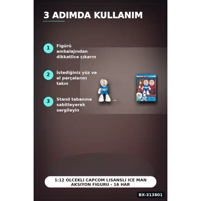 1:12 Olcekli Capcom Lisansli Ice Man Aksiyon Figuru - 16 Hareketli Eklemli Robot Master BX-313801