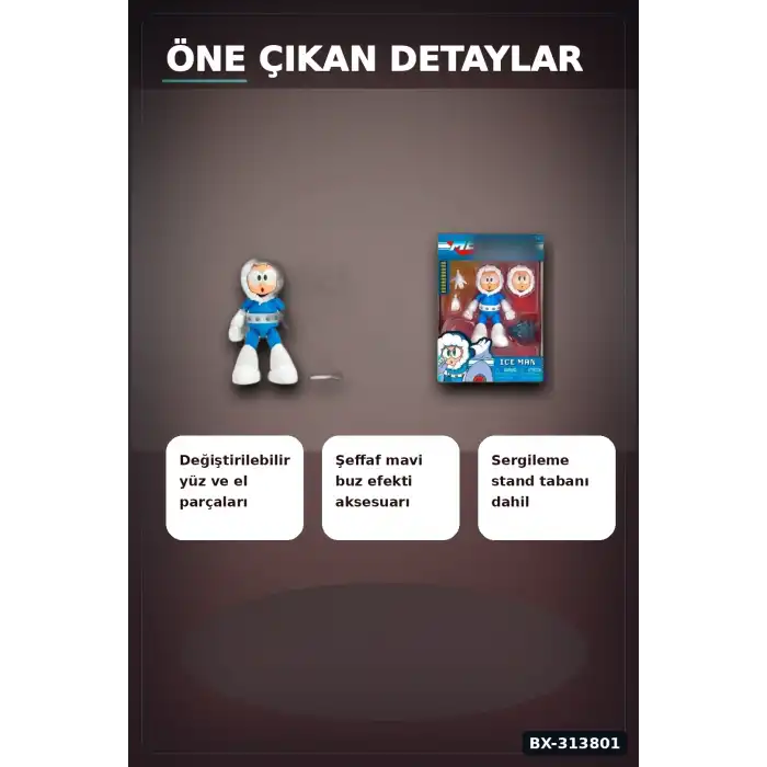 1:12 Olcekli Capcom Lisansli Ice Man Aksiyon Figuru - 16 Hareketli Eklemli Robot Master BX-313801