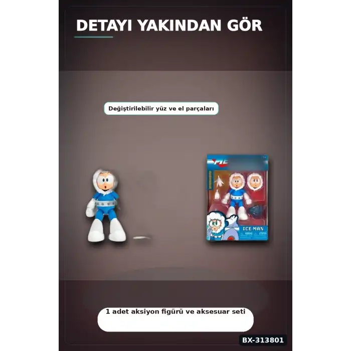 1:12 Olcekli Capcom Lisansli Ice Man Aksiyon Figuru - 16 Hareketli Eklemli Robot Master BX-313801