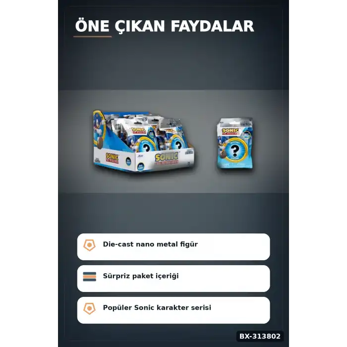 4 Cm Metal Die-Cast Mini Sonic Figur Koleksiyon Paketi Surpriz Nano Oyun BX-313802