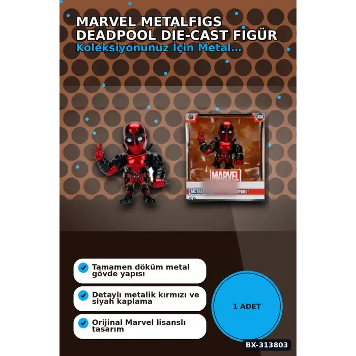 10 Cm Die-Cast Deadpool Figürü - Marvel Lisanslı Metal Koleksiyon Parçası BX-313803