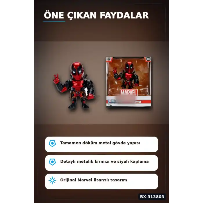 10 Cm Die-Cast Deadpool Figürü - Marvel Lisanslı Metal Koleksiyon Parçası BX-313803