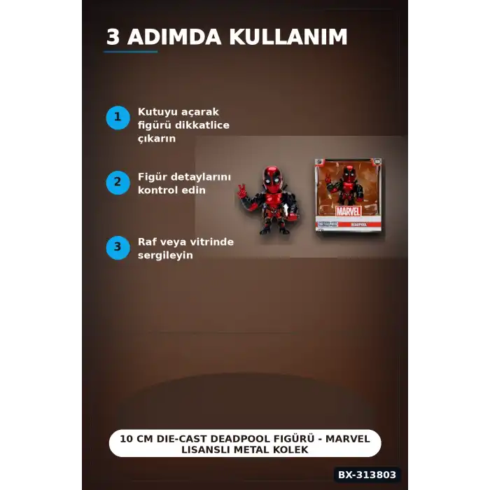 10 Cm Die-Cast Deadpool Figürü - Marvel Lisanslı Metal Koleksiyon Parçası BX-313803