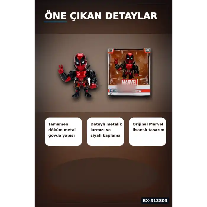 10 Cm Die-Cast Deadpool Figürü - Marvel Lisanslı Metal Koleksiyon Parçası BX-313803