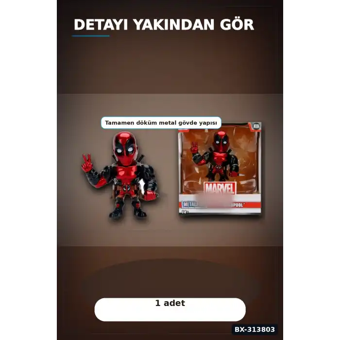 10 Cm Die-Cast Deadpool Figürü - Marvel Lisanslı Metal Koleksiyon Parçası BX-313803