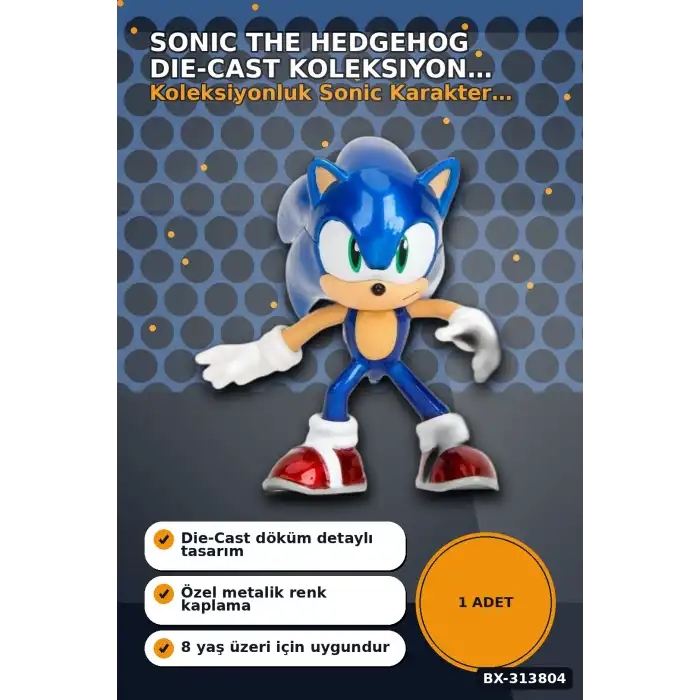 Die-Cast Metal 6.5 Cm Sonic The Hedgehog Koleksiyon Figürü - 1 Adet Pop Kültür BX-313804