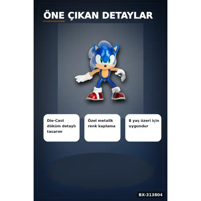 Die-Cast Metal 6.5 Cm Sonic The Hedgehog Koleksiyon Figürü - 1 Adet Pop Kültür BX-313804