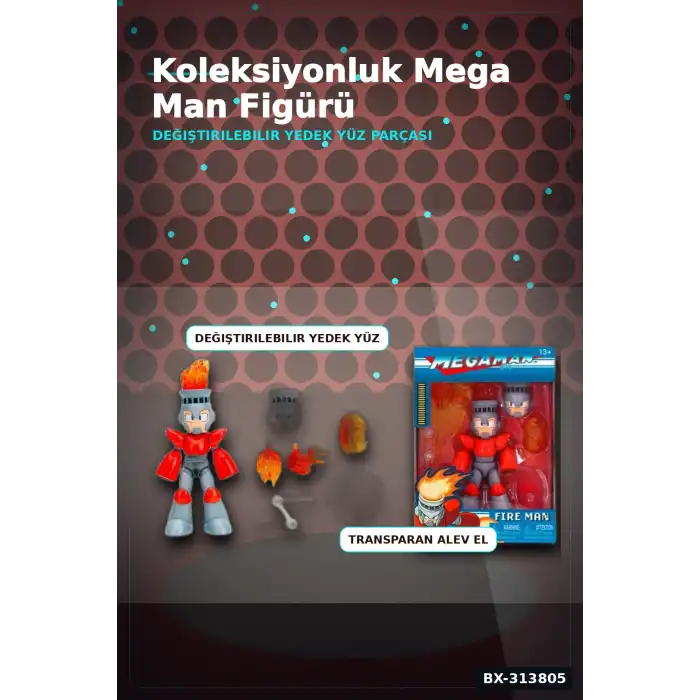 16 Nokta Hareketli Eklemli Fire Man Aksiyon Figürü 1:12 Ölçek, Capcom Lisanslı Koleksiyon BX-313805