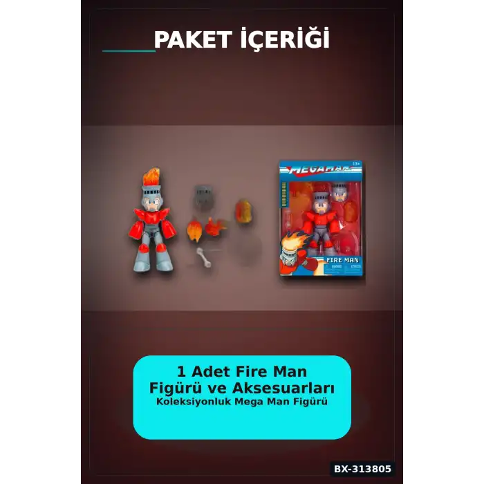 16 Nokta Hareketli Eklemli Fire Man Aksiyon Figürü 1:12 Ölçek, Capcom Lisanslı Koleksiyon BX-313805