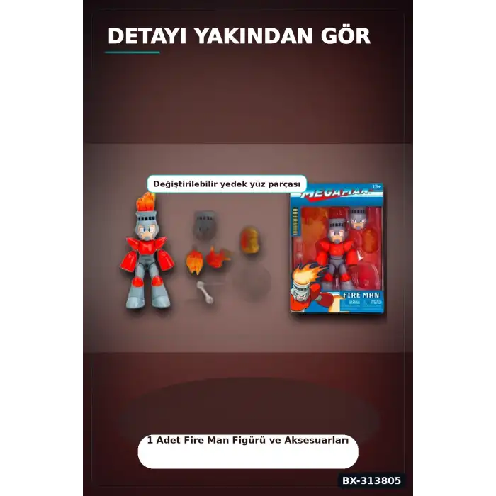 16 Nokta Hareketli Eklemli Fire Man Aksiyon Figürü 1:12 Ölçek, Capcom Lisanslı Koleksiyon BX-313805
