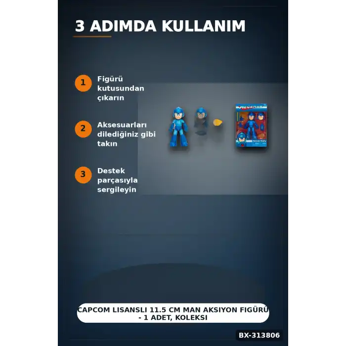 Capcom Lisanslı 11.5 cm Man Aksiyon Figürü - 1 Adet, Koleksiyonluk Pencere Kutulu Oyuncak BX-313806