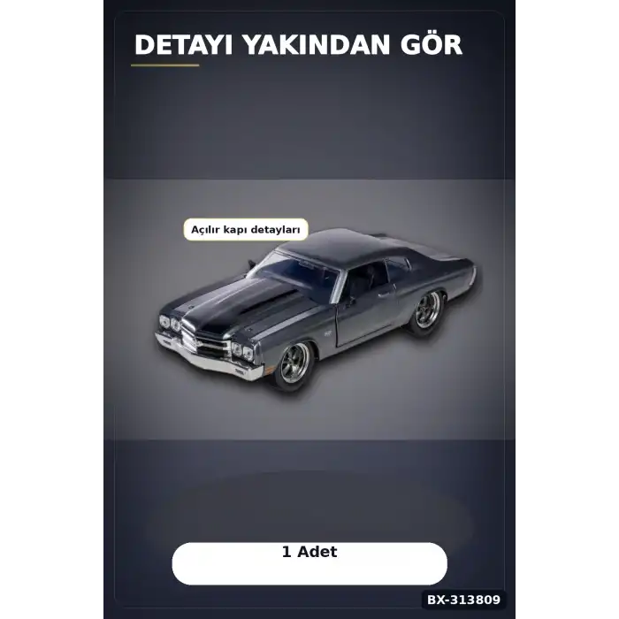 1:24 Metal Die-Cast 1970 Chevelle SS Araba - Açılır Kapı Kaput Bagaj, Lisanslı 19 cm BX-313809