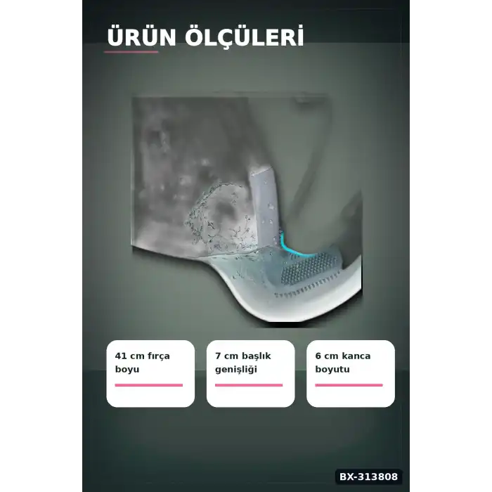 Sopali Tasarim Silikon Klozet Fircasi 41 cm Aski Kancali Banyo Temizlik Seti BX-313808