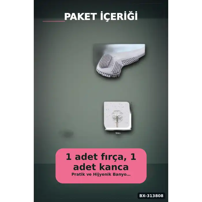 Sopali Tasarim Silikon Klozet Fircasi 41 cm Aski Kancali Banyo Temizlik Seti BX-313808