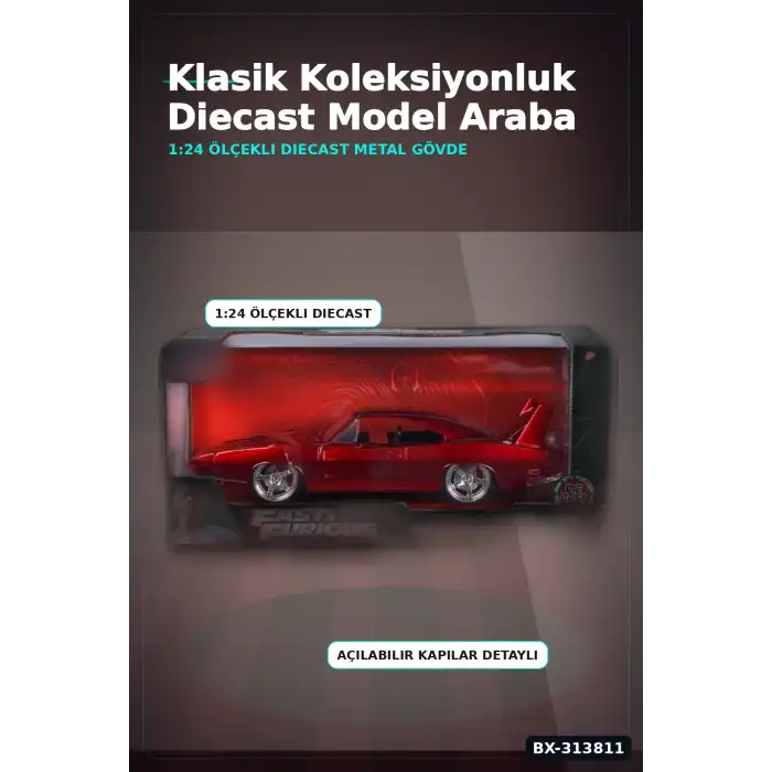 Açılır Kapılı 1:24 Metal Diecast Hızlı Öfkeli Daytona Araba Modeli - Koleksiyonluk Oyuncak BX-313811