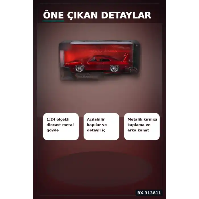 Açılır Kapılı 1:24 Metal Diecast Hızlı Öfkeli Daytona Araba Modeli - Koleksiyonluk Oyuncak BX-313811