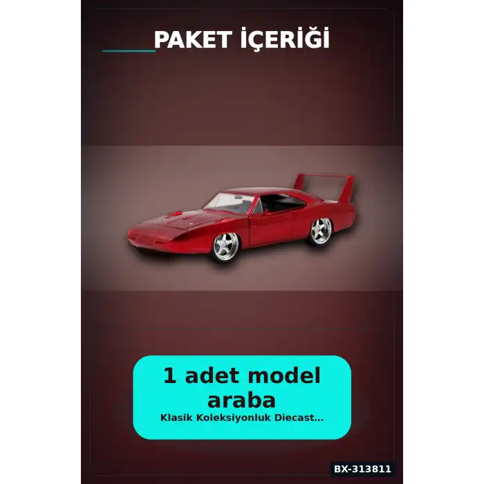 Açılır Kapılı 1:24 Metal Diecast Hızlı Öfkeli Daytona Araba Modeli - Koleksiyonluk Oyuncak BX-313811