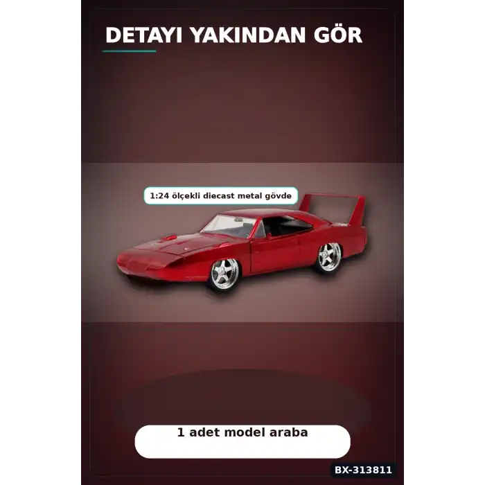 Açılır Kapılı 1:24 Metal Diecast Hızlı Öfkeli Daytona Araba Modeli - Koleksiyonluk Oyuncak BX-313811