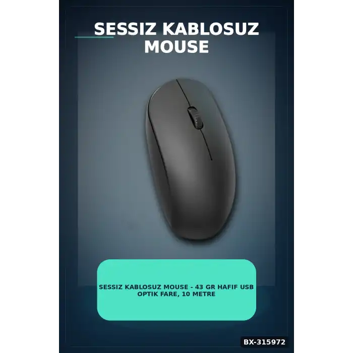 Sessiz Kablosuz Mouse - 43 Gr Hafif USB Optik Fare, 10 Metre Çekim Alanı BX-315972