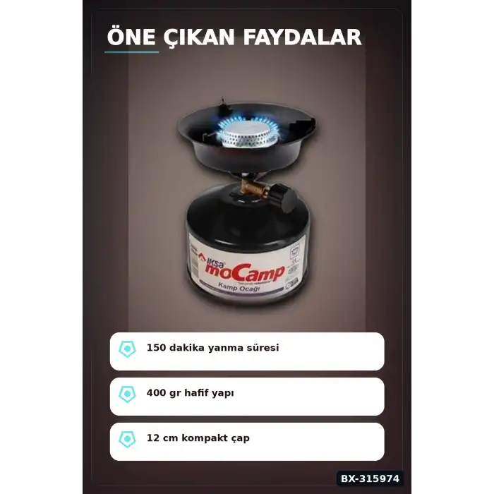 Kamp Ocağı Taşınabilir 600 Derece Isıya Dayanıklı Fırın Boyalı Paslanmaz Tekli BX-315974